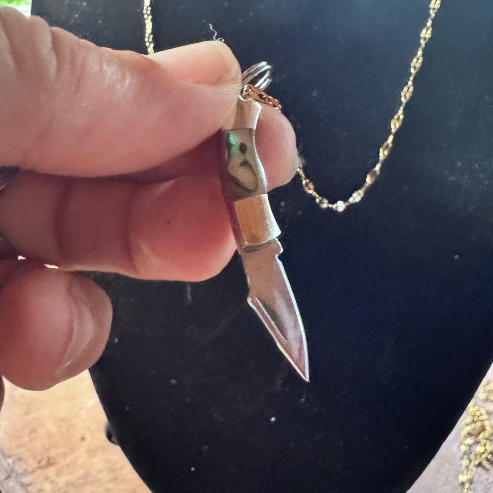 Stylish Silver and Gold Knife Pendant Necklace